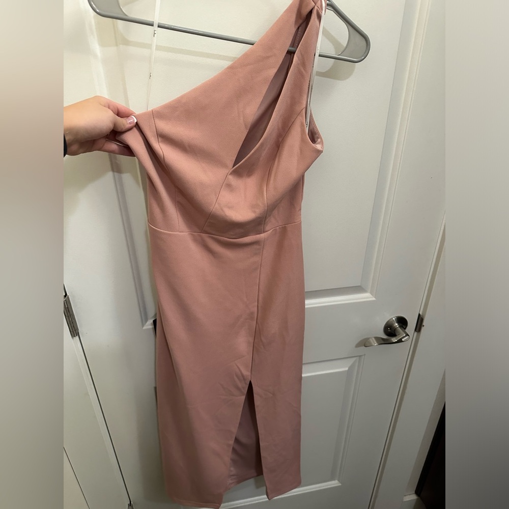 Lulus pink one shoulder medium length dress
